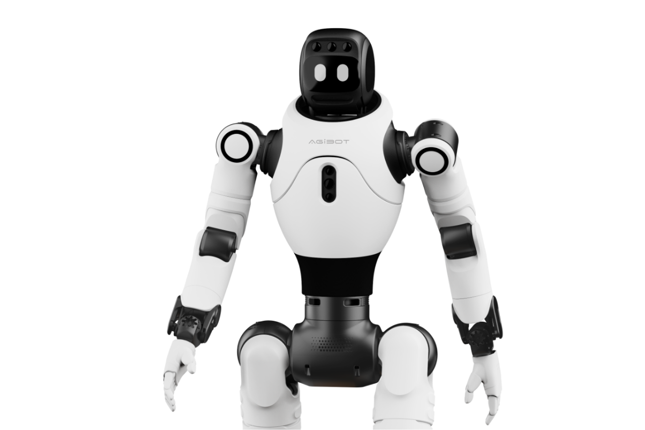 Official AGIBOT X2 Ultra product image with expanded head sensors